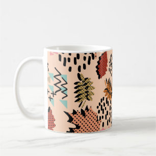Memphis autumn fall foliage and leaves with geomet coffee mug