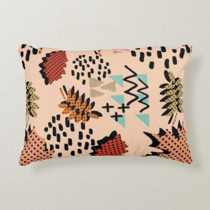 Memphis autumn fall foliage and leaves with geomet decorative cushion