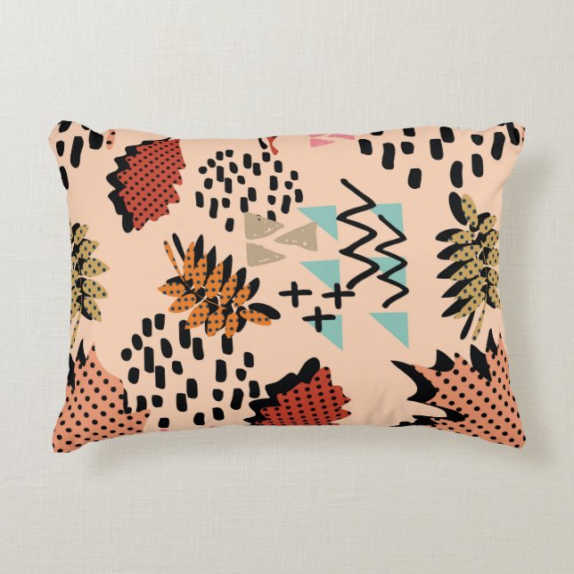 Memphis autumn fall foliage and leaves with geomet decorative cushion (Front)
