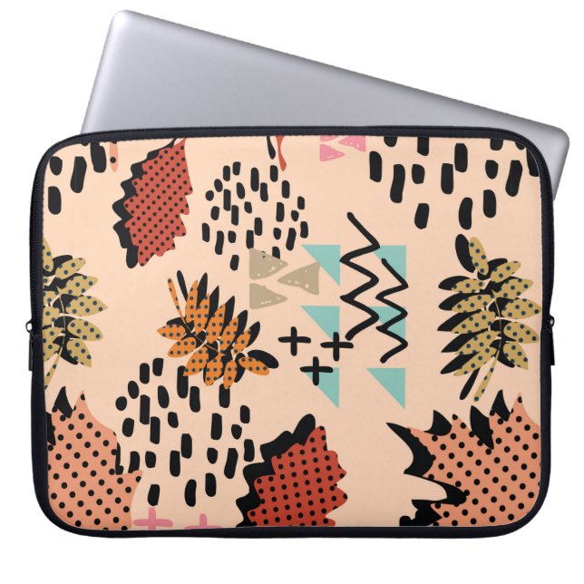 Memphis autumn fall foliage and leaves with geomet laptop sleeve (Front)