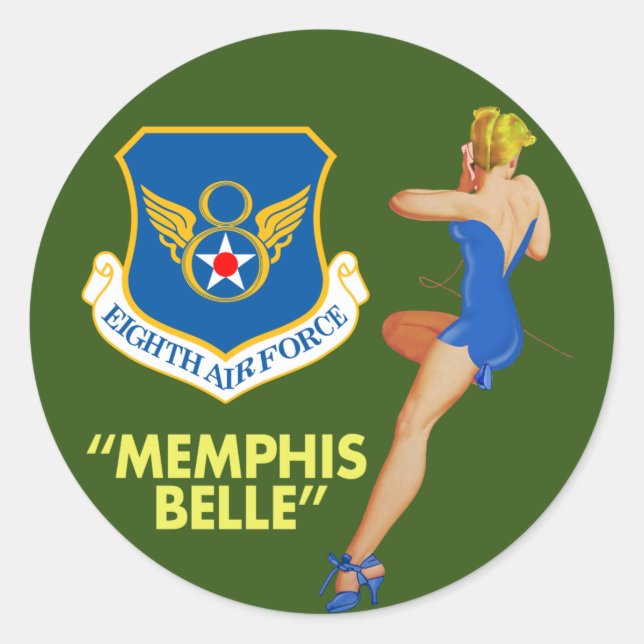 "Memphis Belle" 8th Air Force Classic Round Sticker (Front)