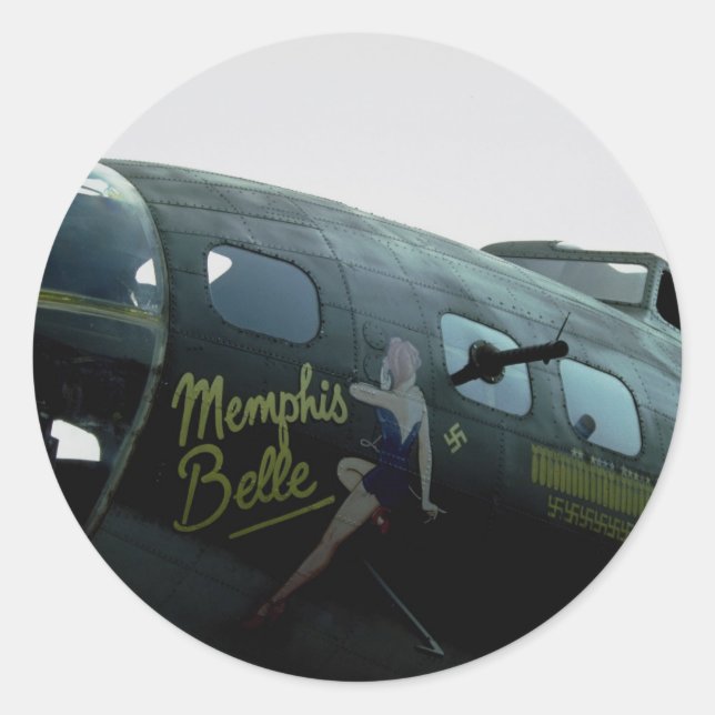 Memphis Belle, nose art Classic Round Sticker (Front)