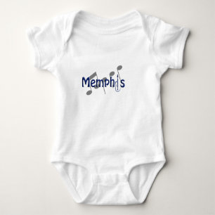 memphis blue with music notes baby bodysuit