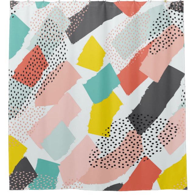 Memphis brush strokes: vintage pattern. shower curtain (Front)