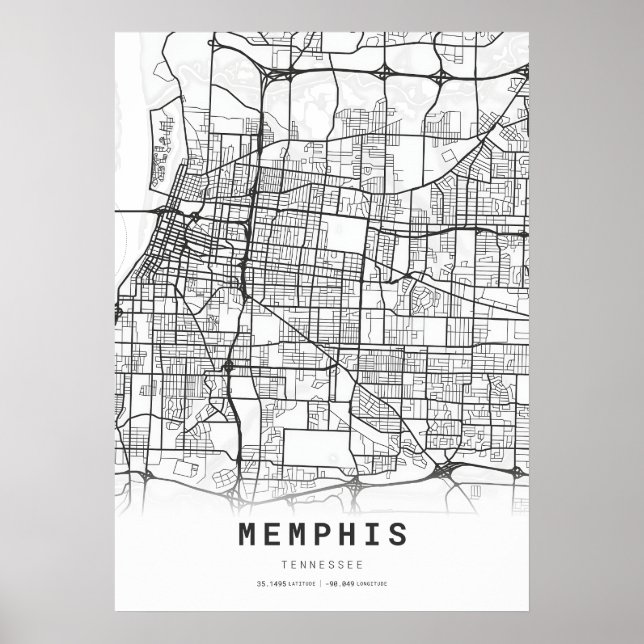 Memphis City Map Poster (Front)