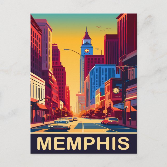 Memphis, City Streets, Travel Postcard (Front)
