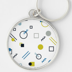 Memphis, cool, trendy, modern geometric art key ring