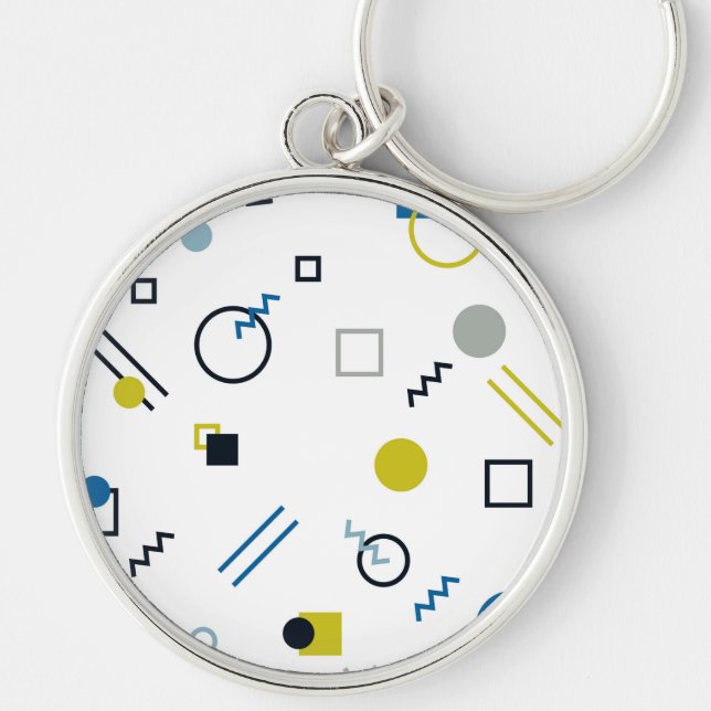 Memphis, cool, trendy, modern geometric art key ring (Front)