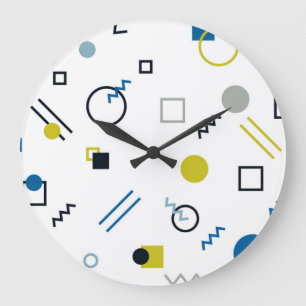 Memphis, cool, trendy, modern geometric art large clock