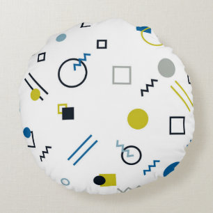 Memphis, cool, trendy, modern geometric art round cushion