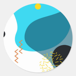 Memphis, cool, trendy, urban, modern illustration classic round sticker