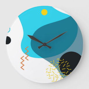 Memphis, cool, trendy, urban, modern illustration large clock