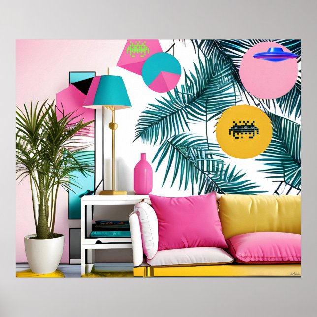 Memphis Design Party in the Living Room Poster (Front)