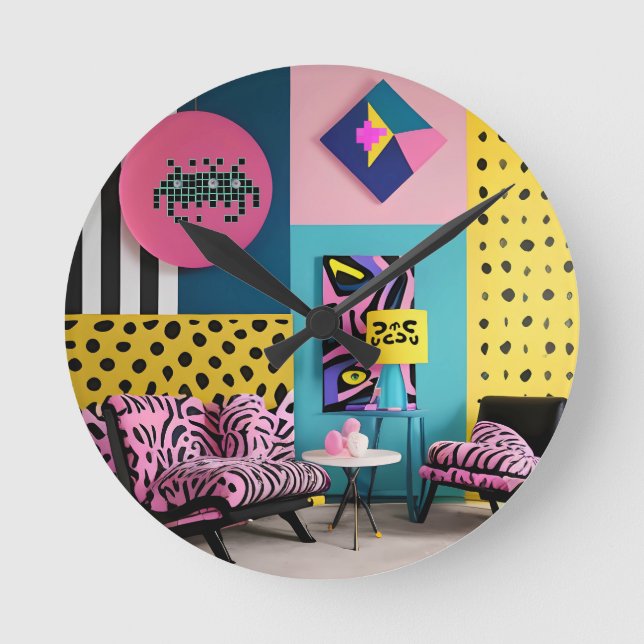 Memphis Design Reception Dream Round Clock (Front)