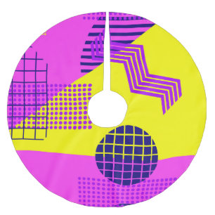 Memphis Eighties: Geometric Shapes Background Brushed Polyester Tree Skirt