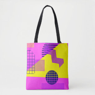 Memphis Eighties: Geometric Shapes Background Tote Bag