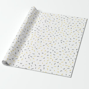 Memphis Geometric Modern Black and Gold Style Wrapping Paper