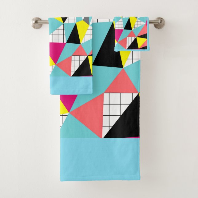 Memphis, geometric shapes bath towel set (Insitu)
