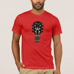 Memphis Guitar Black Grey on Red T-Shirt