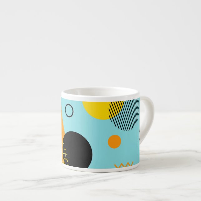 Memphis, hipster, trendy, cool illustration art espresso cup (Front Right)