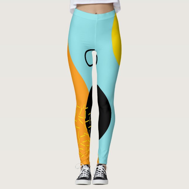 Memphis, hipster, trendy, cool illustration art leggings (Front)