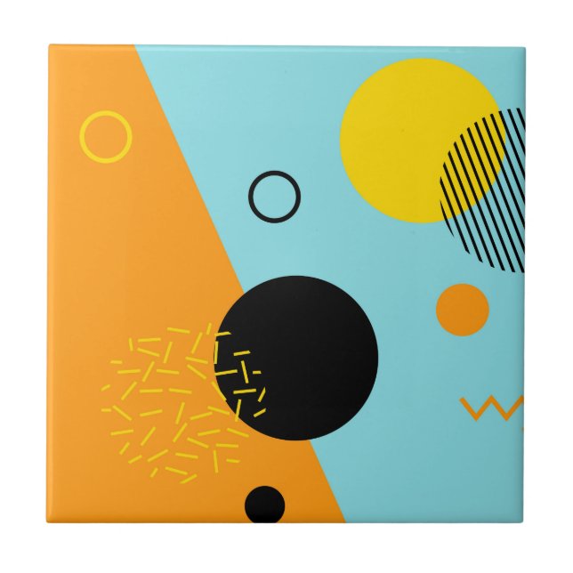 Memphis, hipster, trendy, cool illustration art tile (Front)