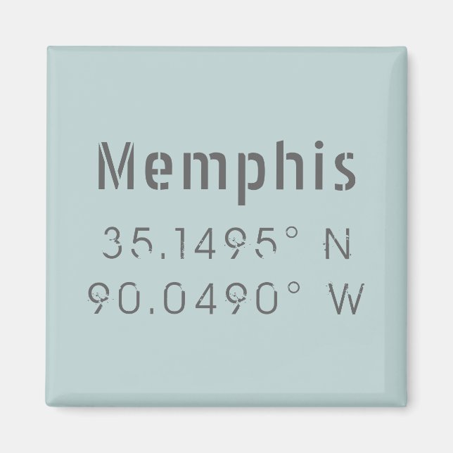Memphis Longitude and Latitude Magnet (Front)