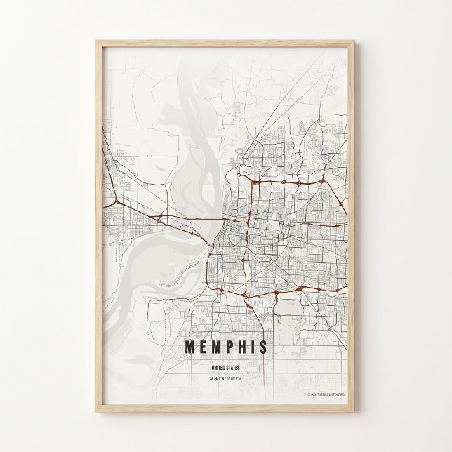 Memphis Map Print Tennessee Poster Wall Art Gift (Creator Uploaded)