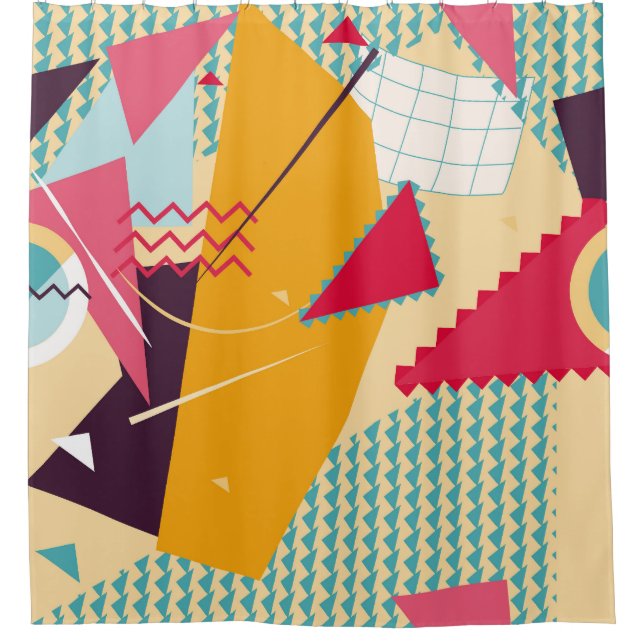 Memphis Mood: Retro Geometric Trend Shower Curtain (Front)