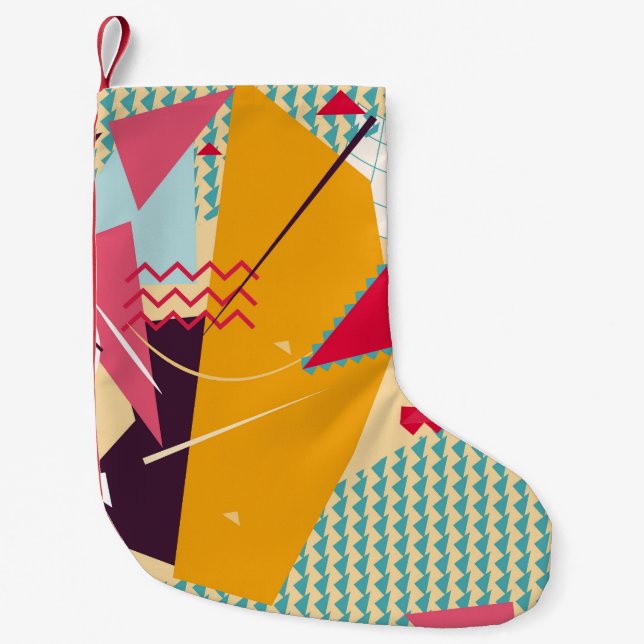 Memphis Mood: Retro Geometric Trend Small Christmas Stocking (Front)
