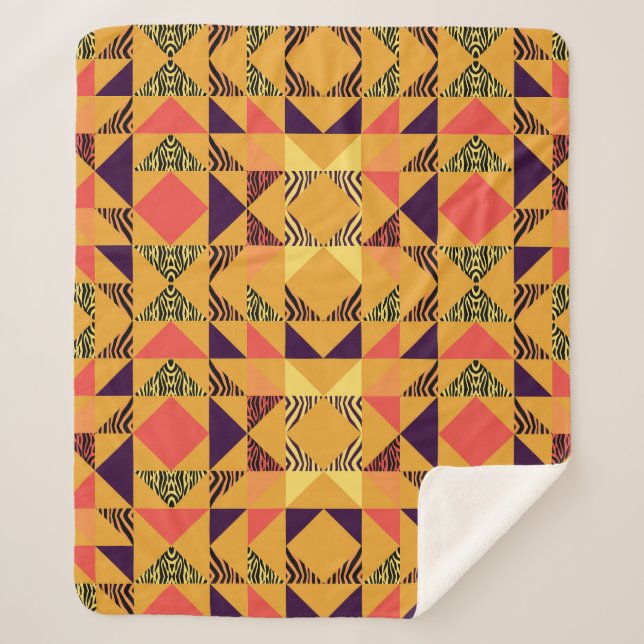 Memphis Pastel Triangle Abstract Pattern. Sherpa Blanket (Front)