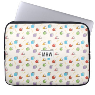 Memphis Pattern custom monogram laptop sleeves