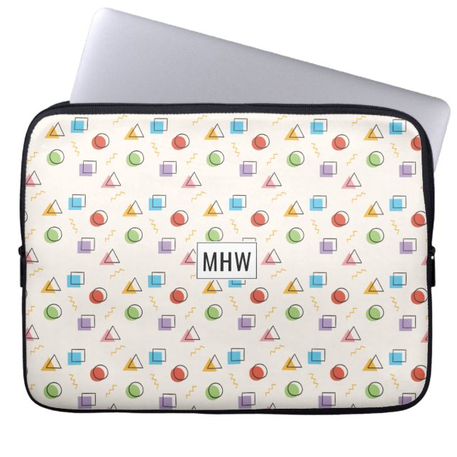 Memphis Pattern custom monogram laptop sleeves (Front)