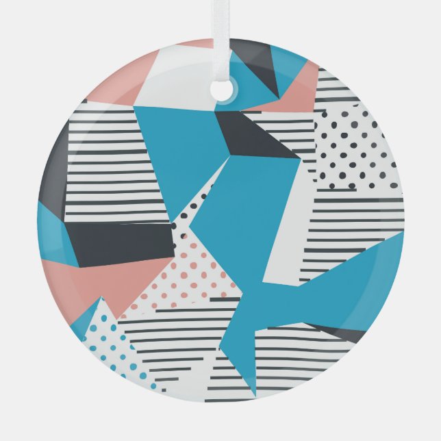 Memphis Pattern: Minimalist Abstract Trend Glass Tree Decoration (Front)