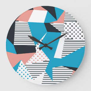 Memphis Pattern: Minimalist Abstract Trend Large Clock