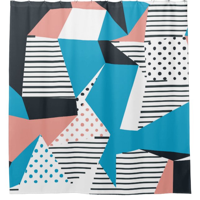 Memphis Pattern: Minimalist Abstract Trend Shower Curtain (Front)