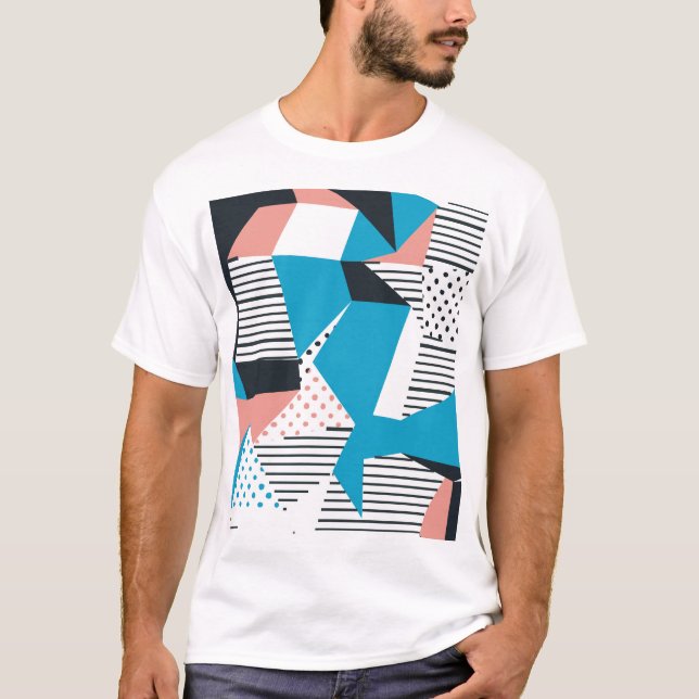 Memphis Pattern: Minimalist Abstract Trend T-Shirt (Front)
