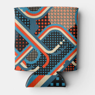 Memphis pattern, modern colour strips, retro. can cooler