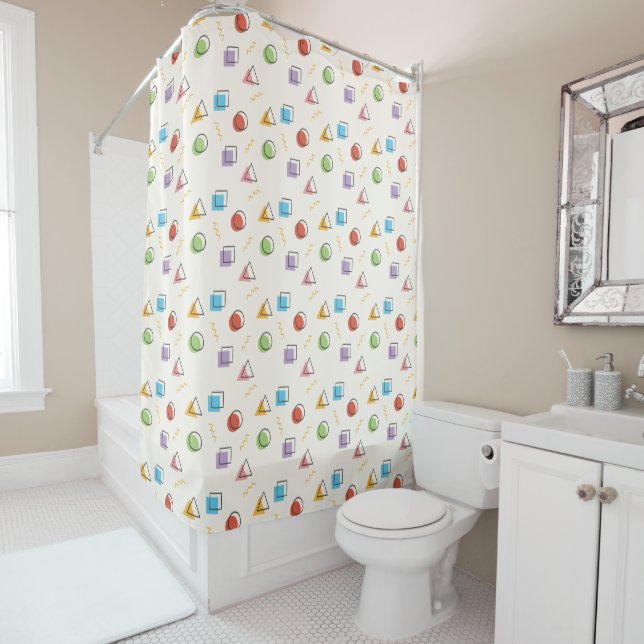 Memphis Pattern shower curtain (In Situ)