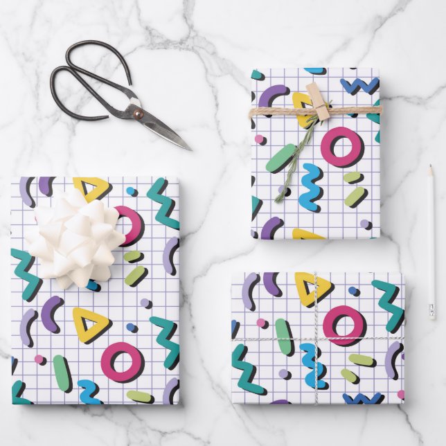 Memphis Pattern Wrapping Paper Sheet (Front)