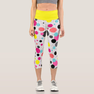 Memphis polka dots  capri leggings