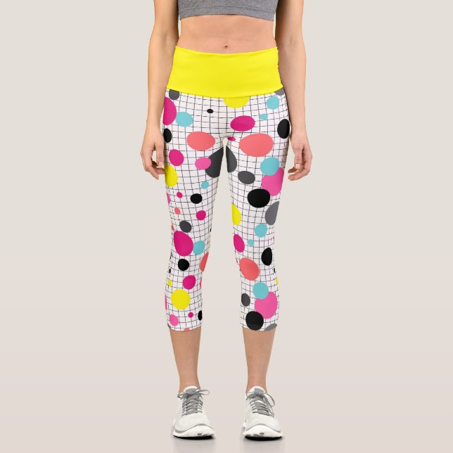 Memphis polka dots  capri leggings (Front)