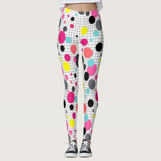 Memphis polka dots  leggings (Front)