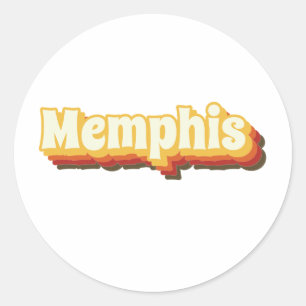 Memphis Retro Vintage Text Classic Round Sticker