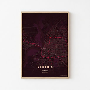Memphis Ruby Map Print Tennessee Poster Wall Art 