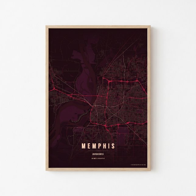 Memphis Ruby Map Print Tennessee Poster Wall Art  (Creator Uploaded)