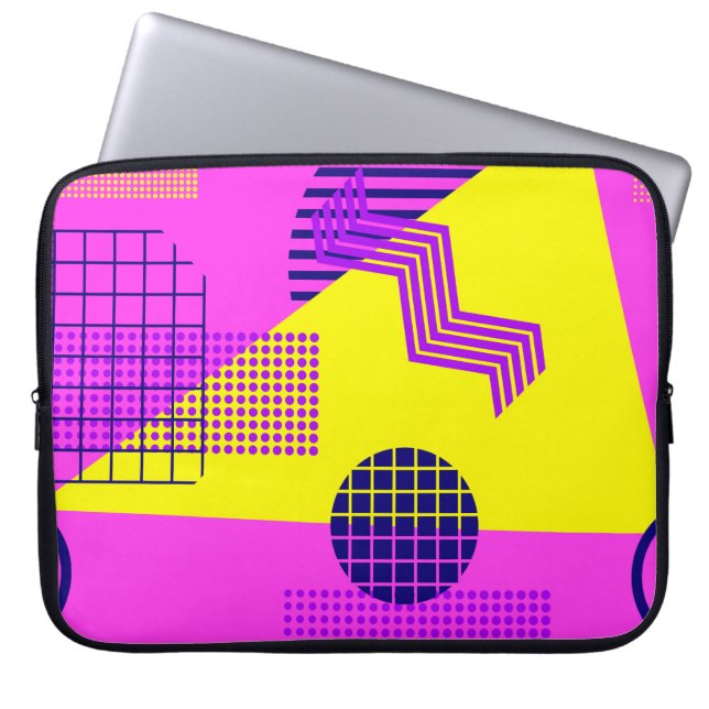 Memphis seamless pattern, geometric shapes in the  laptop sleeve (Front)