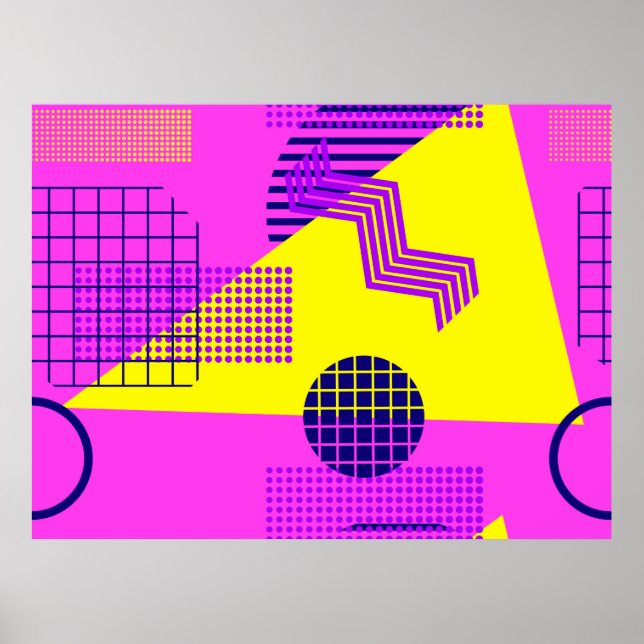 Memphis seamless pattern, geometric shapes in the  poster (Front)