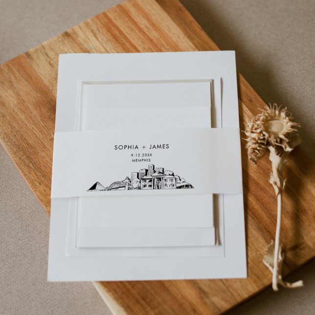 Memphis Skyline Belly Band, 2"x11.5" Invitation Belly Band (Creator Uploaded)
