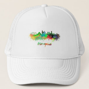 Memphis skyline in watercolor trucker hat